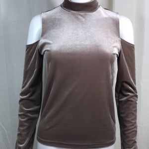 Aeropostale Velvet Open Shoulder Shimmer Shirt
